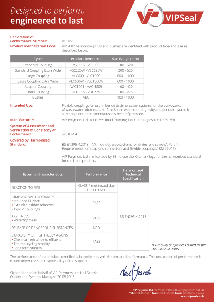 CE Declaration - VIPSeal DOP-1